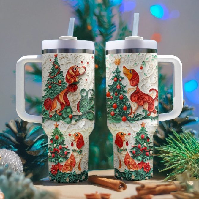 Dachshund Dog Custom Stanley Quencher 40Oz Stainless Steel Tumbler With Handle - Image 2