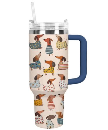 Dachshund Dog Custom Stanley Quencher 40Oz Stainless Steel Tumbler With Handle