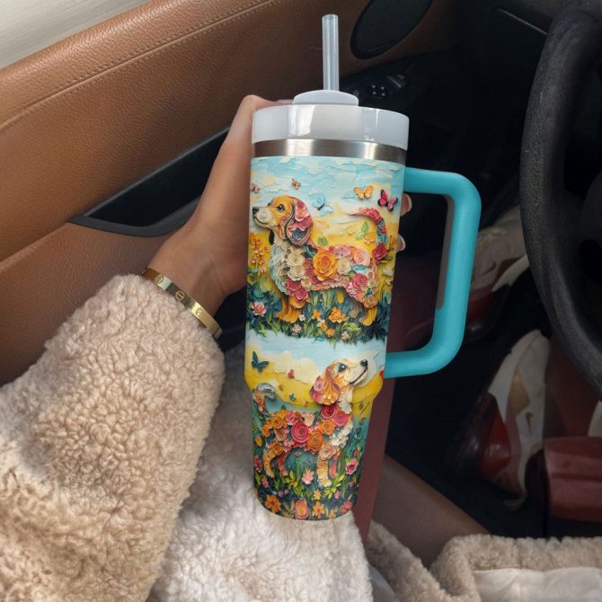 Dachshund Dog Custom Stanley Quencher 40Oz Stainless Steel Tumbler With Handle - Image 3