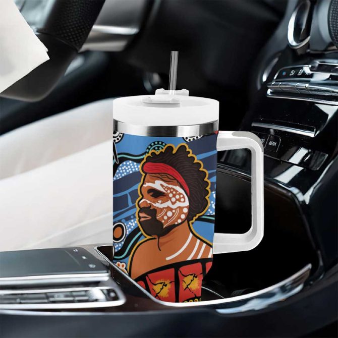 Dad And Son Footprint Father #8217;S Day Australian Aboriginal Art Custom Stanley Quencher 40Oz Stainless Steel Tumbler With Handle - Image 8
