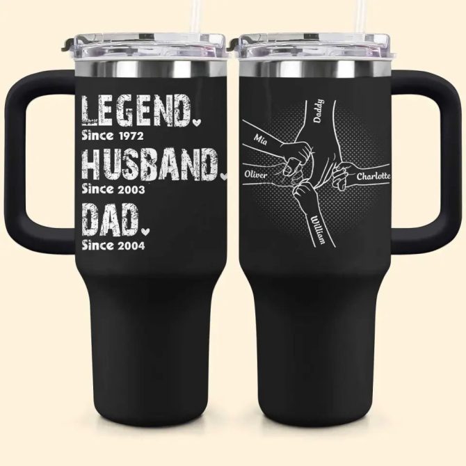 Dad Taught Me Custom Stanley Quencher 40Oz Stainless Steel Tumbler With Handle