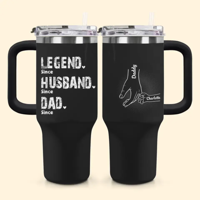 Dad Taught Me Custom Stanley Quencher 40Oz Stainless Steel Tumbler With Handle