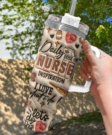 Daily Dose Of Nurse Custom Stanley Quencher 40Oz Stainless Steel Tumbler With Handle
