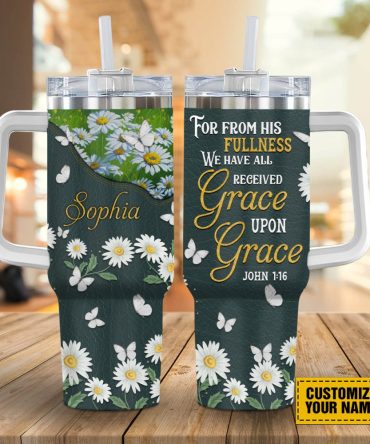 Daisy Butterfly Faith Custom Stanley Quencher 40Oz Stainless Steel Tumbler With Handle