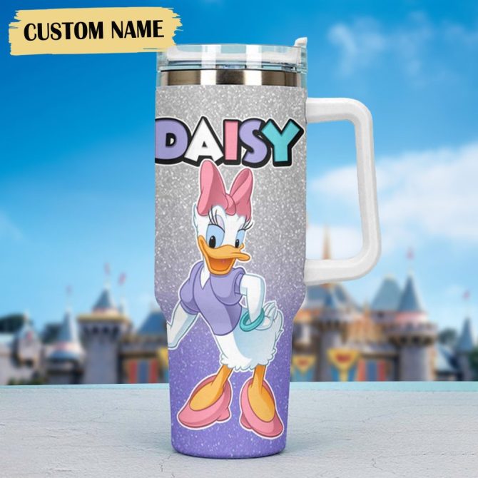 Daisy Duck Cartoon Custom Stanley Quencher 40Oz Stainless Steel Tumbler - Image 3