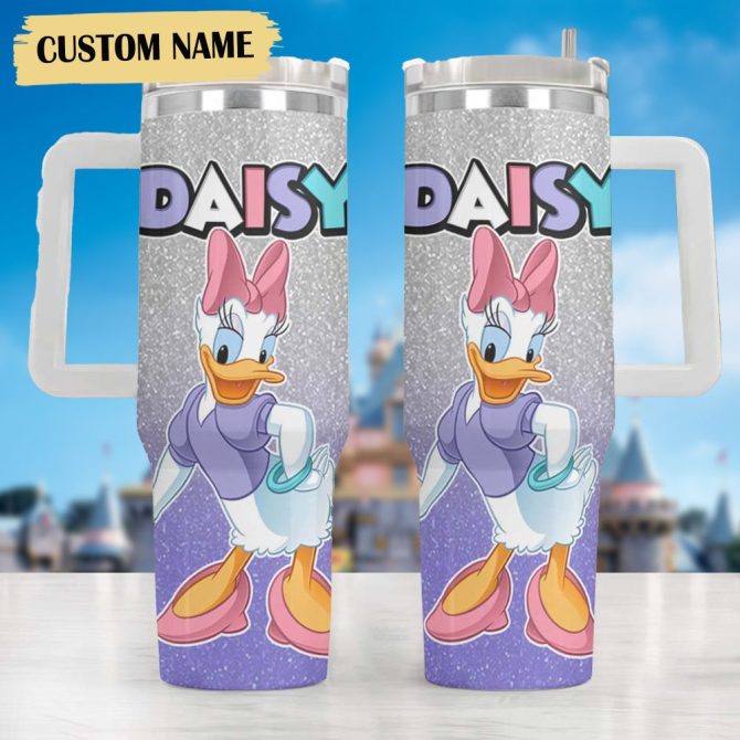 Daisy Duck Cartoon Custom Stanley Quencher 40Oz Stainless Steel Tumbler - Image 4