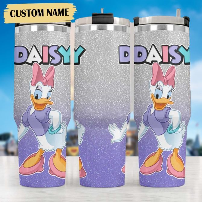 Daisy Duck Cartoon Custom Stanley Quencher 40Oz Stainless Steel Tumbler