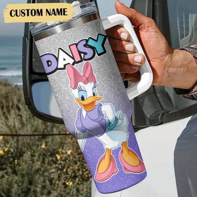 Daisy Duck Cartoon Custom Stanley Quencher 40Oz Stainless Steel Tumbler - Image 2