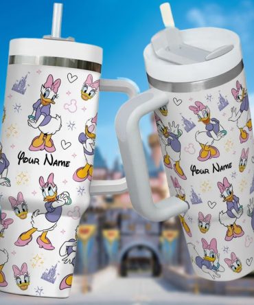 Daisy Duck Cartoon Custom Stanley Quencher 40Oz Stainless Steel Tumbler With Handle