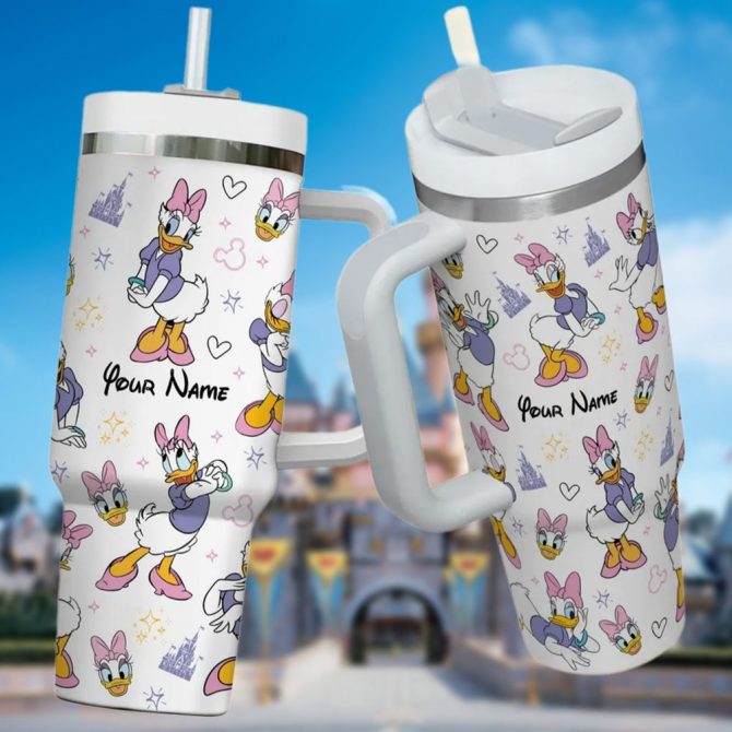 Daisy Duck Cartoon Custom Stanley Quencher 40Oz Stainless Steel Tumbler With Handle