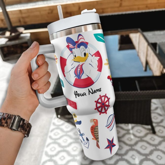 Daisy Duck Disney Cartoon Custom Stanley Quencher 40Oz Stainless Steel Tumbler With Handle - Image 2