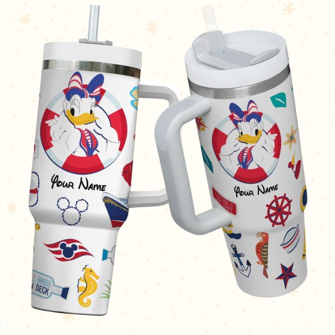 Daisy Duck Disney Cartoon Custom Stanley Quencher 40Oz Stainless Steel Tumbler With Handle - Image 3