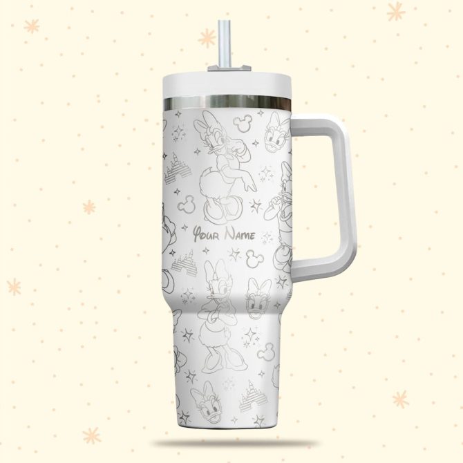 Daisy Duck Disney Cartoon Custom Stanley Quencher 40Oz Stainless Steel Tumbler With Handle - Image 2