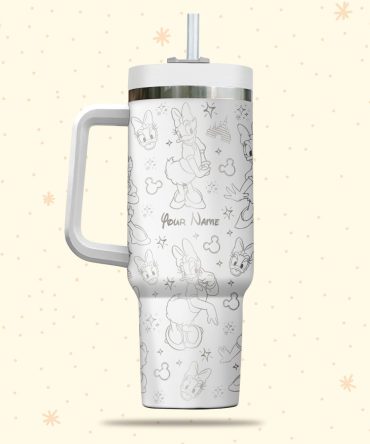 Daisy Duck Disney Cartoon Custom Stanley Quencher 40Oz Stainless Steel Tumbler With Handle