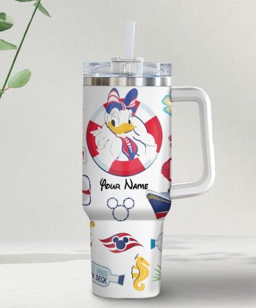 Daisy Duck Disney Cartoon Custom Stanley Quencher 40Oz Stainless Steel Tumbler With Handle