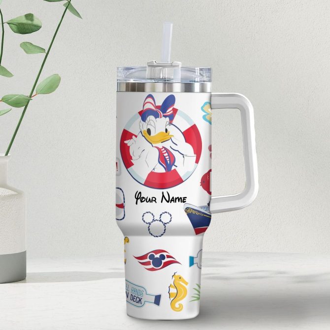 Daisy Duck Disney Cartoon Custom Stanley Quencher 40Oz Stainless Steel Tumbler With Handle