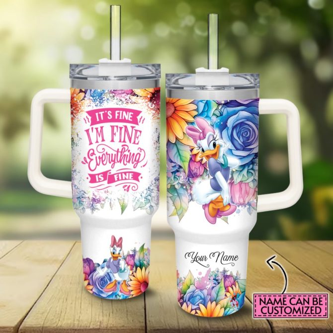 Daisy Duck Mickey Mouse And Friends Cartoon Custom Stanley Quencher 40Oz Stainless Steel Tumbler With Handle