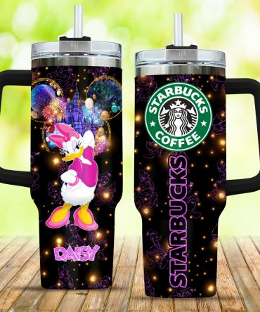 Daisy Duck Starbucks Cartoon Custom Stanley Quencher 40Oz Stainless Steel Tumbler