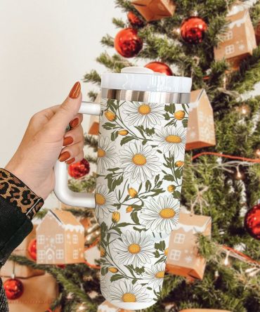 Daisy Floral Custom Stanley Quencher 40Oz Stainless Steel Tumbler