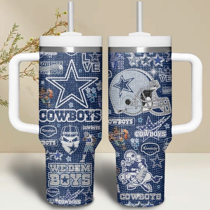 Dallas Cowboys Bling Nfl Custom Stanley Quencher 40Oz Stainless Steel Tumbler