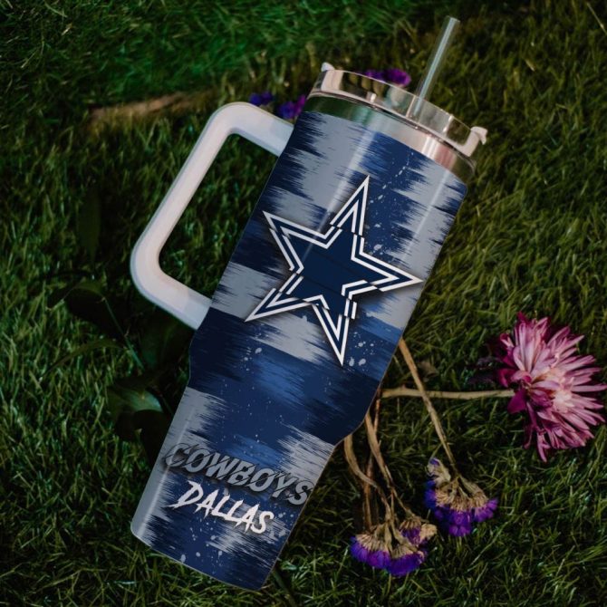 Dallas Cowboys Cartoon Custom Stanley Quencher 40Oz Stainless Steel Tumbler - Image 6