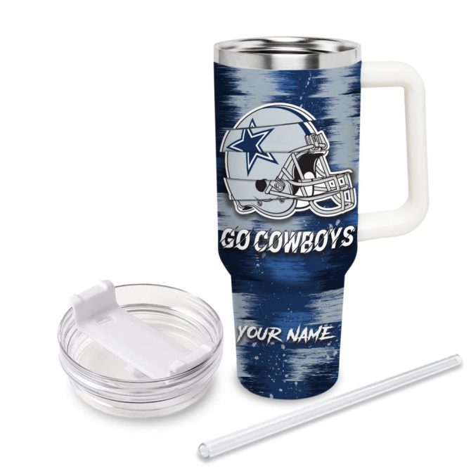 Dallas Cowboys Cartoon Custom Stanley Quencher 40Oz Stainless Steel Tumbler - Image 3