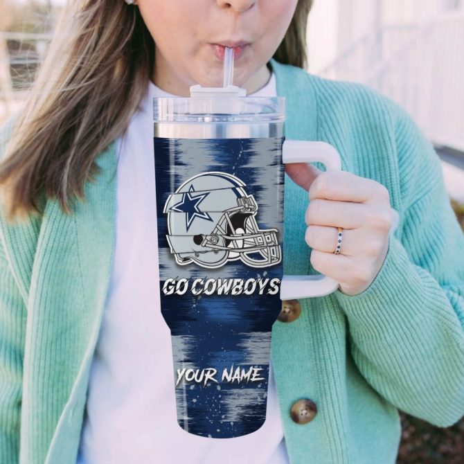 Dallas Cowboys Cartoon Custom Stanley Quencher 40Oz Stainless Steel Tumbler - Image 5