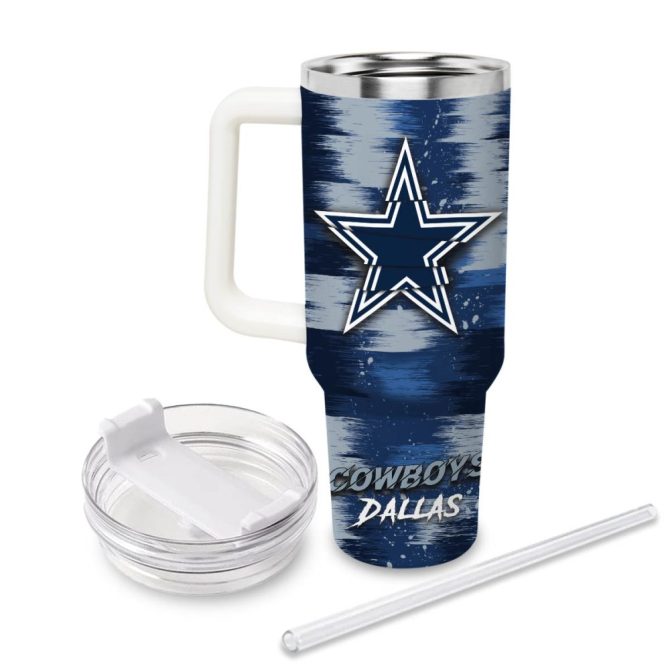 Dallas Cowboys Cartoon Custom Stanley Quencher 40Oz Stainless Steel Tumbler - Image 2
