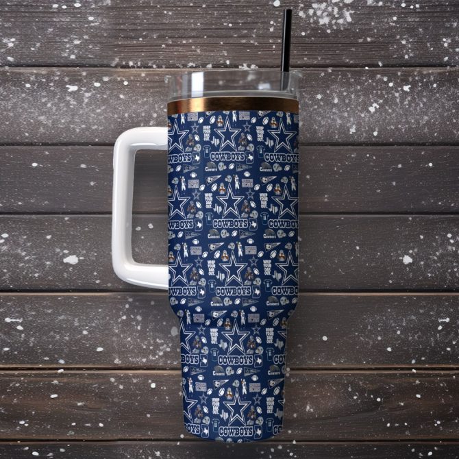 Dallas Cowboys Nfl Custom Stanley Quencher 40Oz Stainless Steel Tumbler With Handle - Image 2