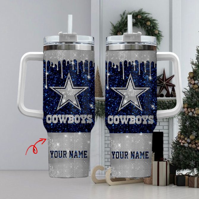 Dallas Cowboys Nfl Custom Stanley Quencher 40Oz Stainless Steel Tumbler With Handle