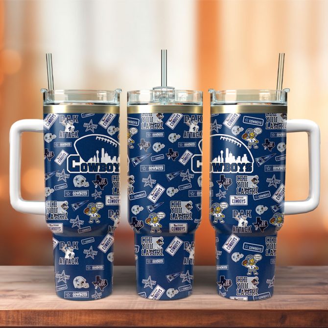 Dallas Cowboys Nfl Custom Stanley Quencher 40Oz Stainless Steel Tumbler With Handle