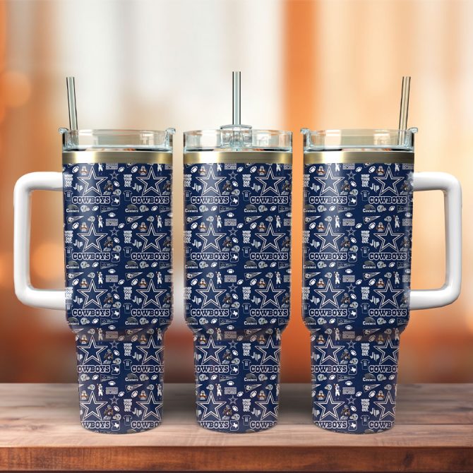 Dallas Cowboys Nfl Custom Stanley Quencher 40Oz Stainless Steel Tumbler With Handle