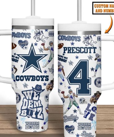 Dallas Cowboys Nfl Custom Stanley Quencher 40Oz Stainless Steel Tumbler With Handle