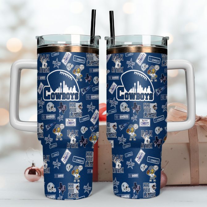 Dallas Cowboys Nfl Custom Stanley Quencher 40Oz Stainless Steel Tumbler With Handle - Image 4