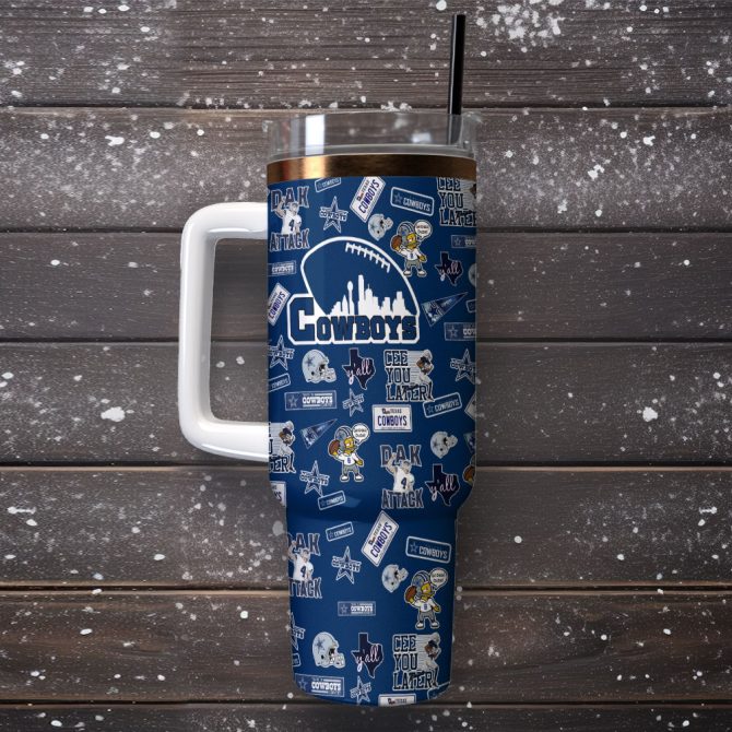 Dallas Cowboys Nfl Custom Stanley Quencher 40Oz Stainless Steel Tumbler With Handle - Image 2