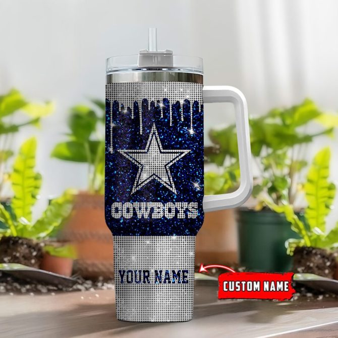 Dallas Cowboys Nfl Glitter Custom Stanley Quencher 40Oz Stainless Steel Tumbler With Handle - Image 2