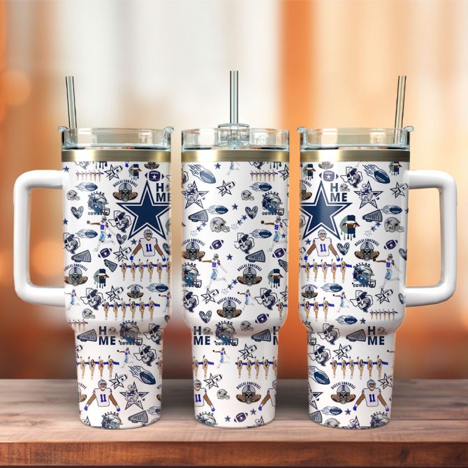 Dallas Cowboys Nfl Sports Custom Stanley Quencher 40Oz Stainless Steel Tumbler With Handle