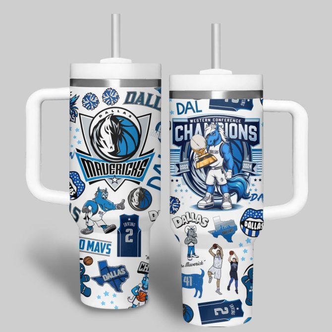 Dallas Mavericks Nba Custom Stanley Quencher 40Oz Stainless Steel Tumbler