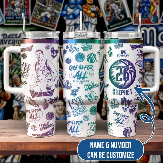 Dallas Mavericks Nba Custom Stanley Quencher 40Oz Stainless Steel Tumbler With Handle