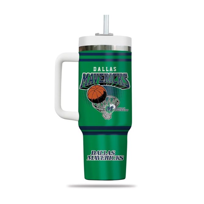 Dallas Mavericks Nba Custom Stanley Quencher 40Oz Stainless Steel Tumbler With Handle - Image 3