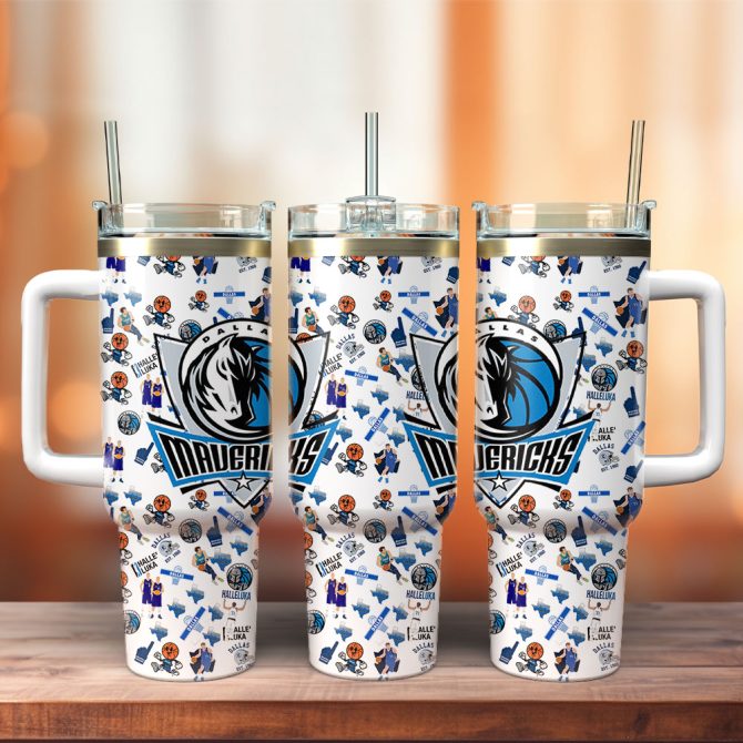Dallas Mavericks Nba Custom Stanley Quencher 40Oz Stainless Steel Tumbler With Handle