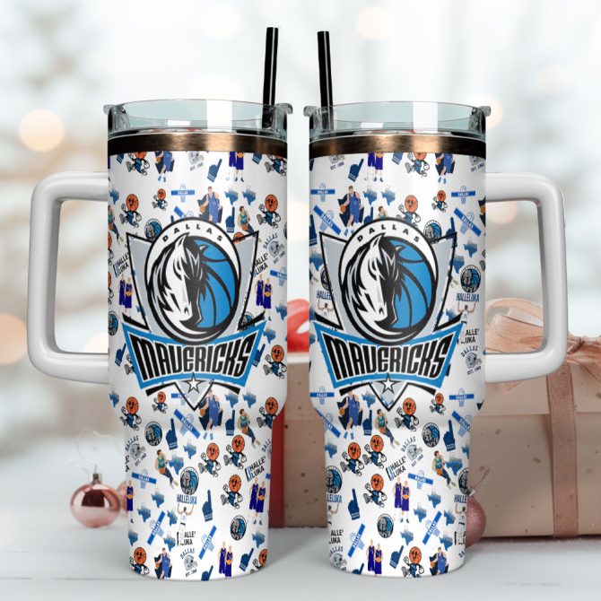Dallas Mavericks Nba Custom Stanley Quencher 40Oz Stainless Steel Tumbler With Handle - Image 4