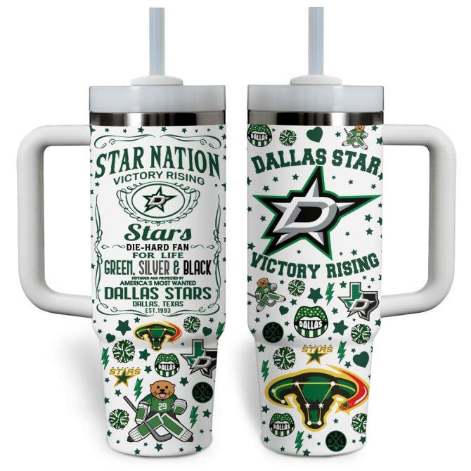 Dallas Stars Nhl Custom Stanley Quencher 40Oz Stainless Steel Tumbler With Handle