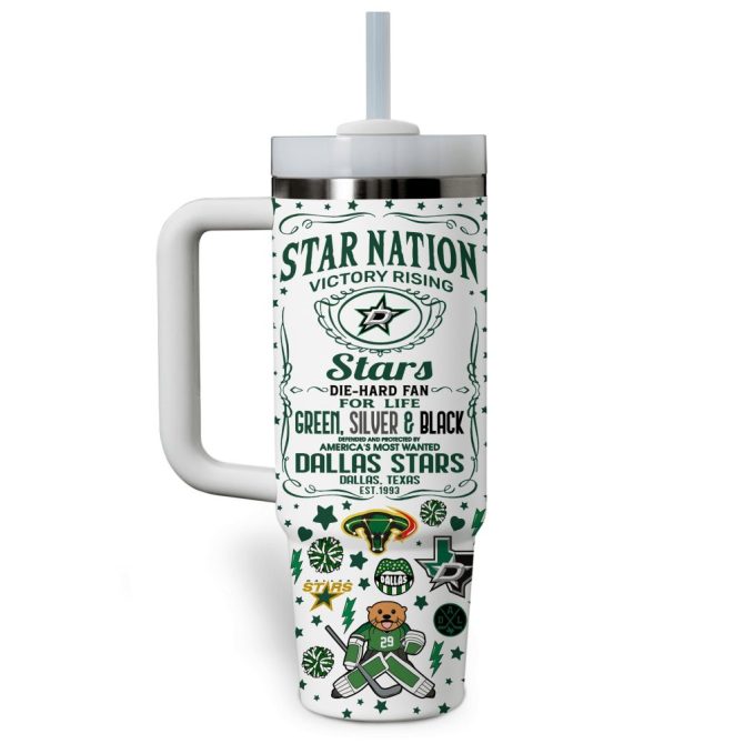 Dallas Stars Nhl Custom Stanley Quencher 40Oz Stainless Steel Tumbler With Handle - Image 2