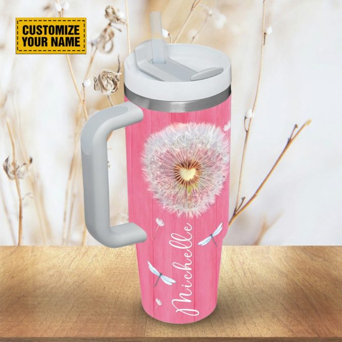 Dandelion Dragonfly God Custom Stanley Quencher 40Oz Stainless Steel Tumbler With Handle - Image 4