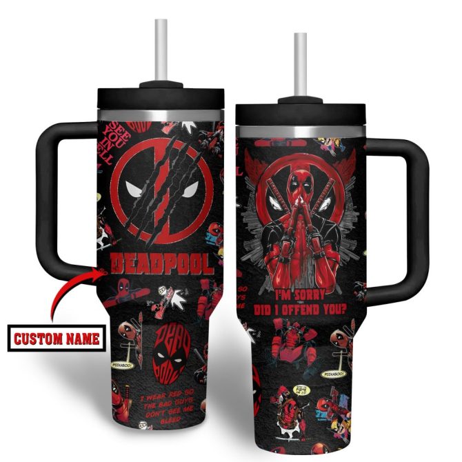 Deadpool Movies Custom Stanley Quencher 40Oz Stainless Steel Tumbler - Image 2