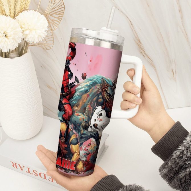 Deadpool Movies Custom Stanley Quencher 40Oz Stainless Steel Tumbler With Handle - Image 2