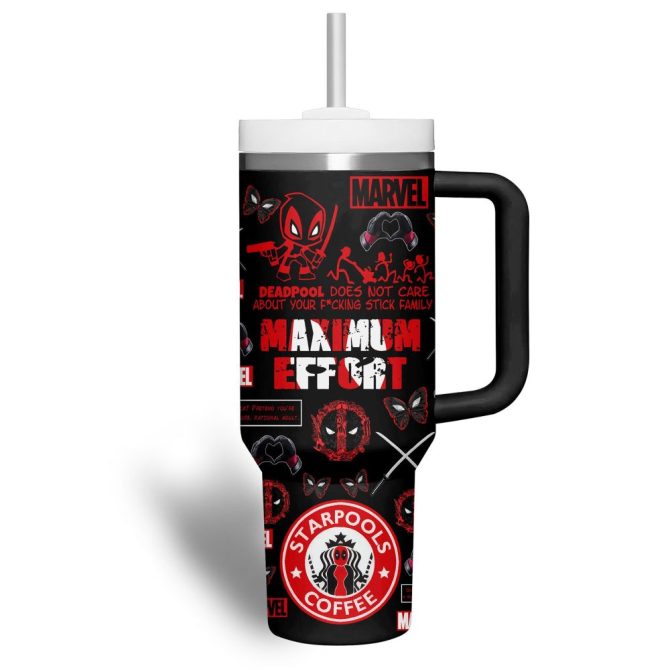 Deadpool Movies Custom Stanley Quencher 40Oz Stainless Steel Tumbler With Handle - Image 4