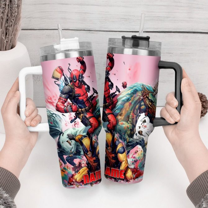 Deadpool Movies Custom Stanley Quencher 40Oz Stainless Steel Tumbler With Handle - Image 4