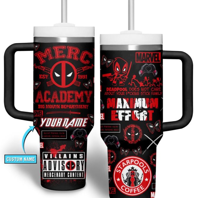 Deadpool Movies Custom Stanley Quencher 40Oz Stainless Steel Tumbler With Handle